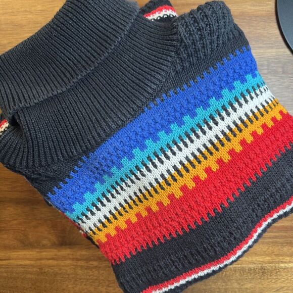 Liz Sport Knit Sweater Small Cotton Striped Multicolor Turtleneck Vintage 90s - Picture 4 of 4